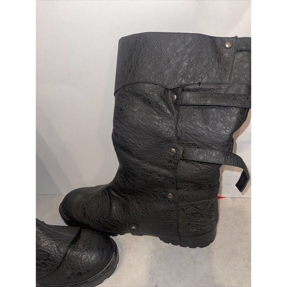 GOTH105 Men L Medieval Warrior Black BuckleStrap Costume Boots L 13” Tall main image 6